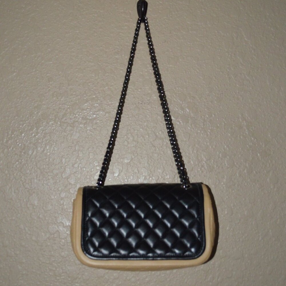 Chanel Black Small Tan Two Tone Flap Chain Strap Crossbody Shoulder Handbag - Picture 7 of 13